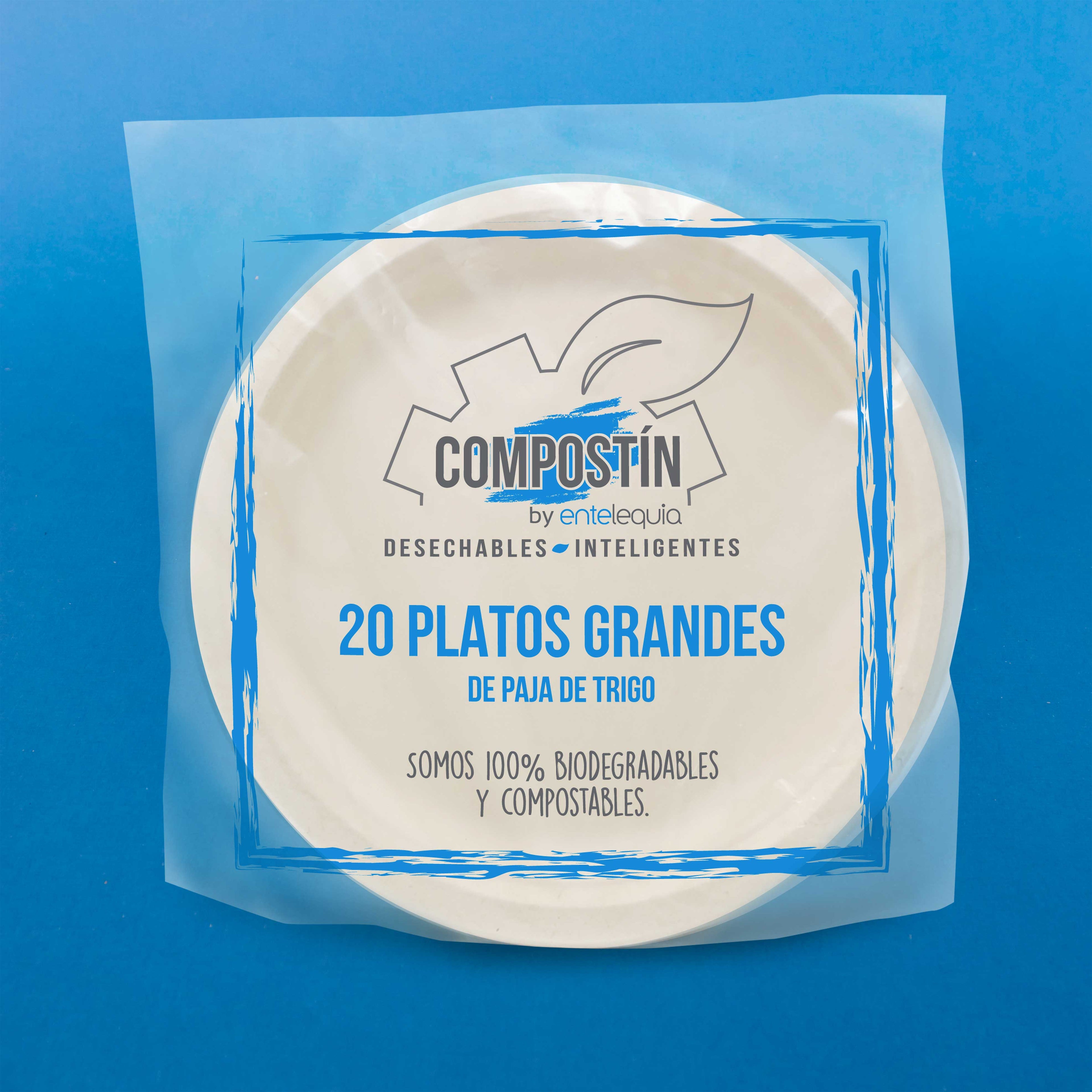 Plato liso de 9 pulgadas de Paja de Trigo- Desechable Biodegradable Entelequia®