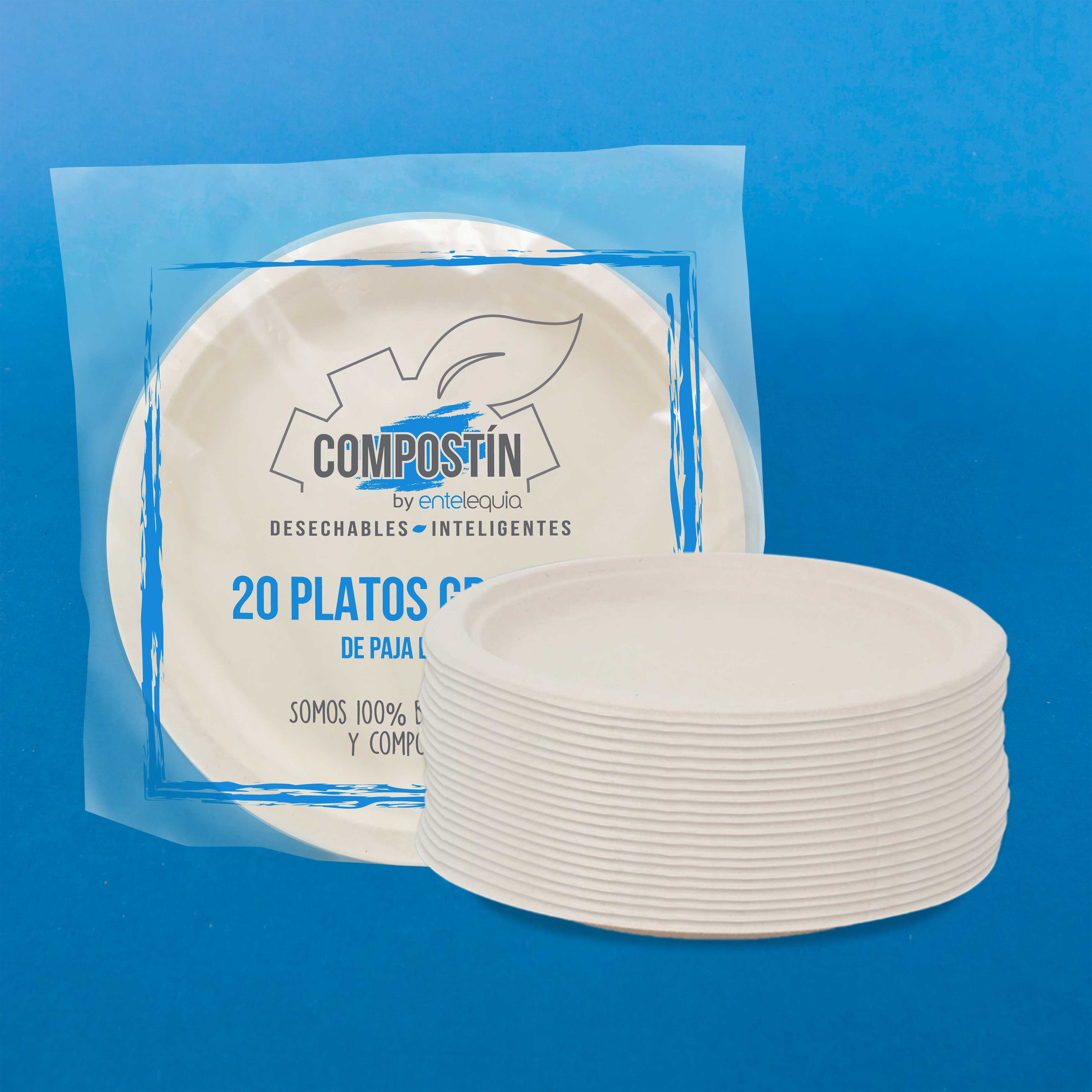 Plato liso de 9 pulgadas de Paja de Trigo- Desechable Biodegradable Entelequia®