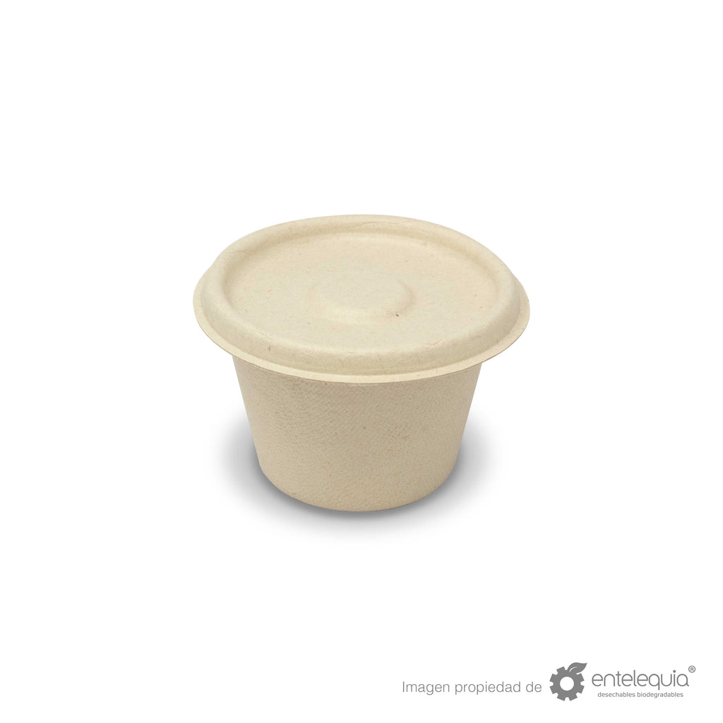 Tapa soufflé de paja de trigo para tazón de 4 oz- Desechables Biodegradables Entelequia®