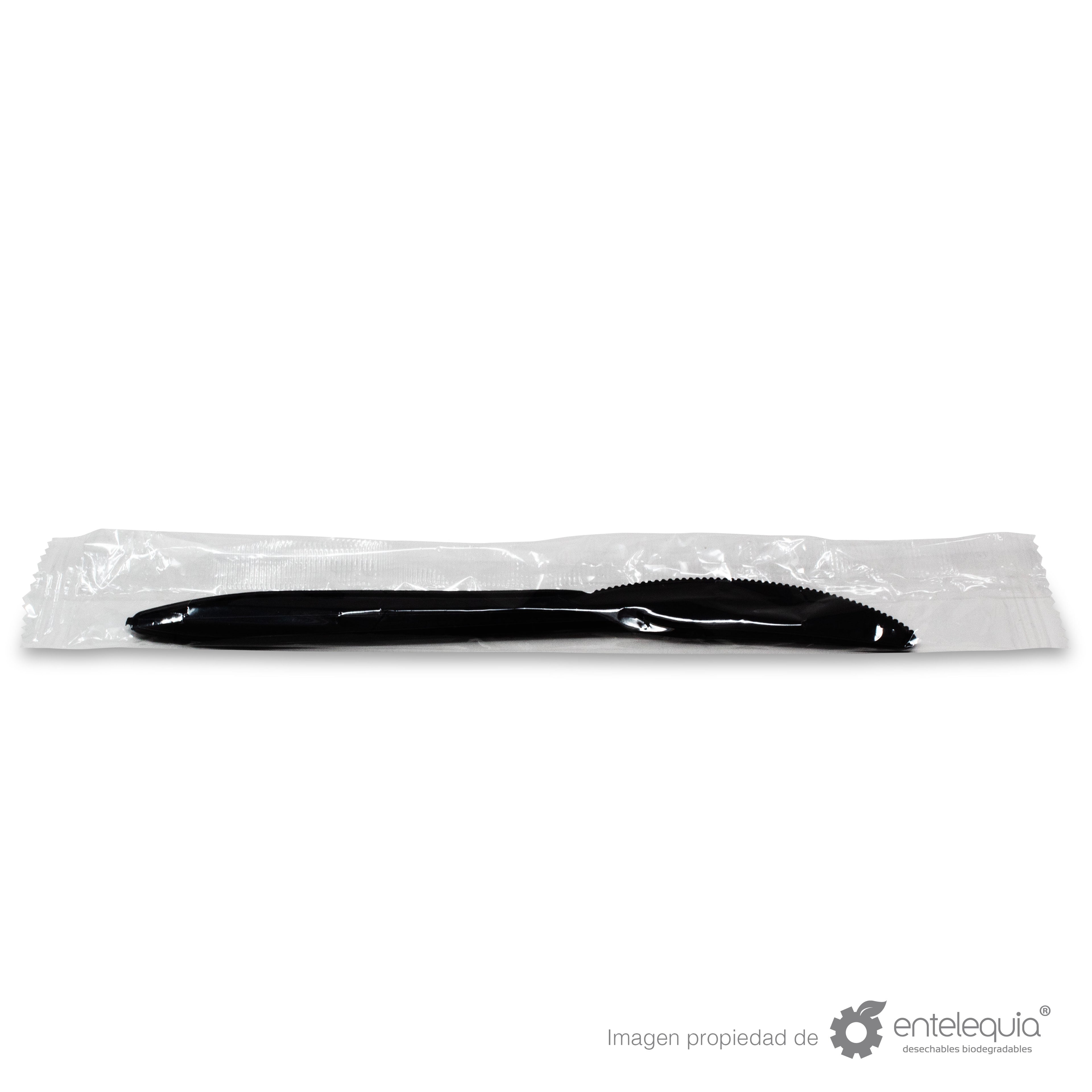 Cuchillo de Fécula de Maíz de 6 " (15.24 cm) / Color: negro estuchado C6-EST N -Desechable Biodegradable Entelequia®