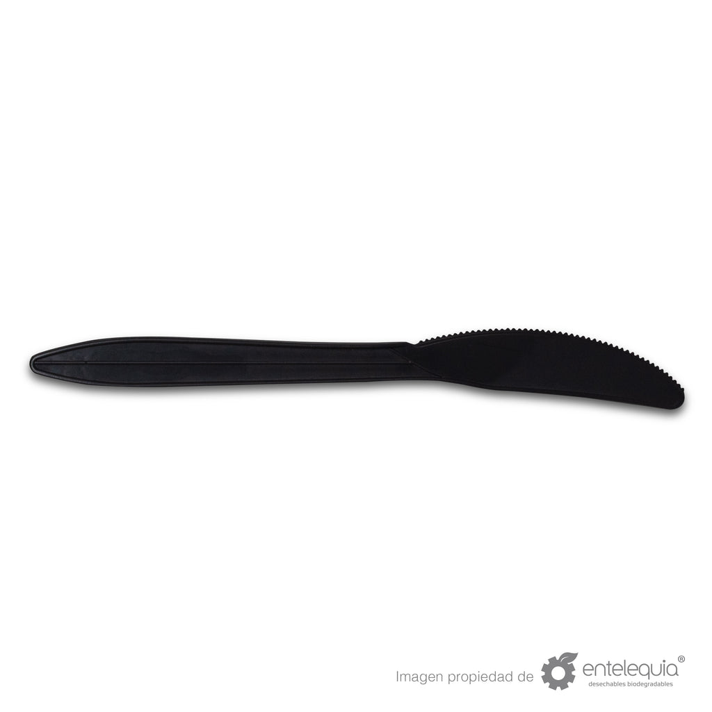 Cuchillo de Fécula de Maíz de 6 " (15.24 cm) / Color: negro estuchado C6-EST N -Desechable Biodegradable Entelequia®