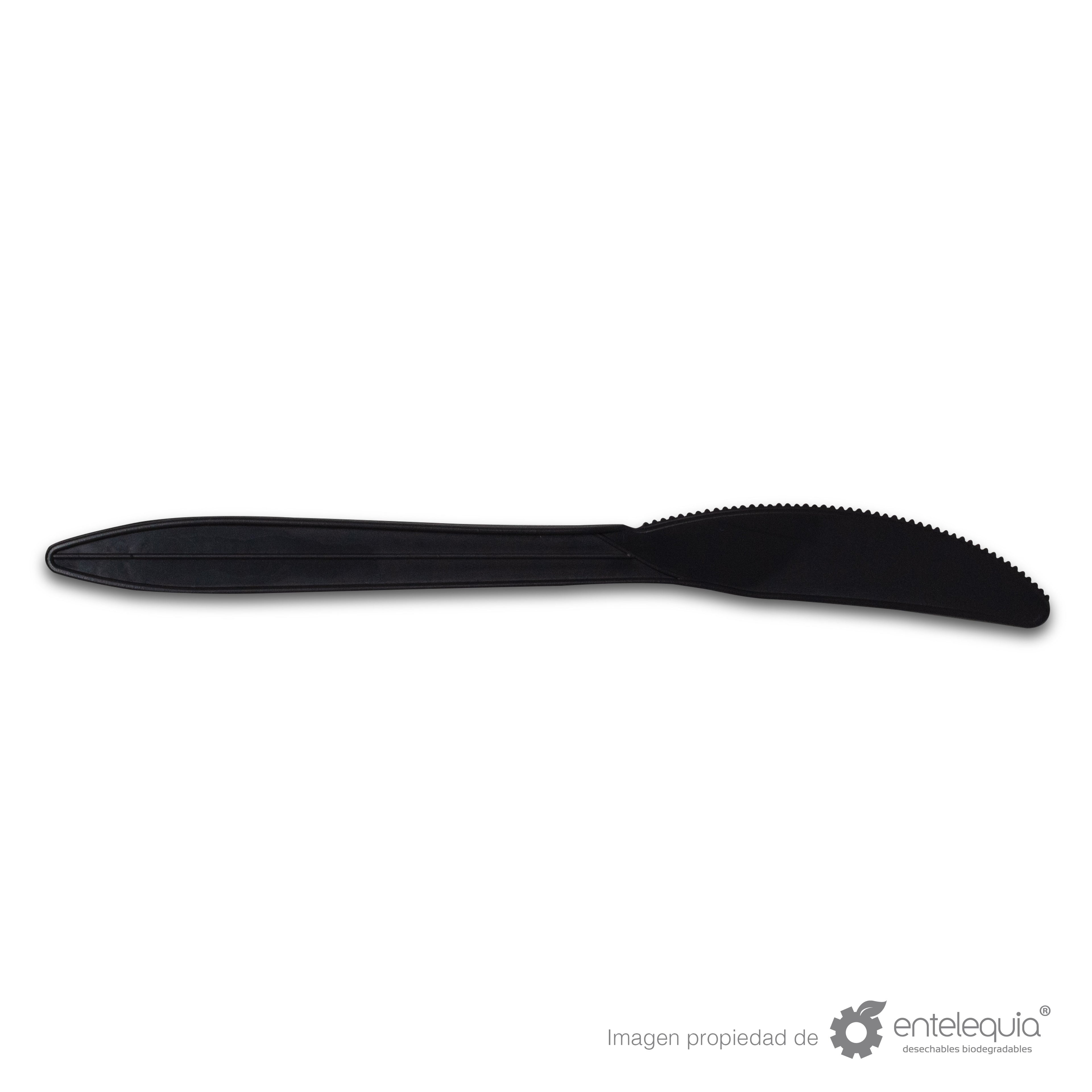 Cuchillo de Fécula de Maíz de 6 " (15.24 cm) / Color: negro estuchado C6-EST N -Desechable Biodegradable Entelequia®