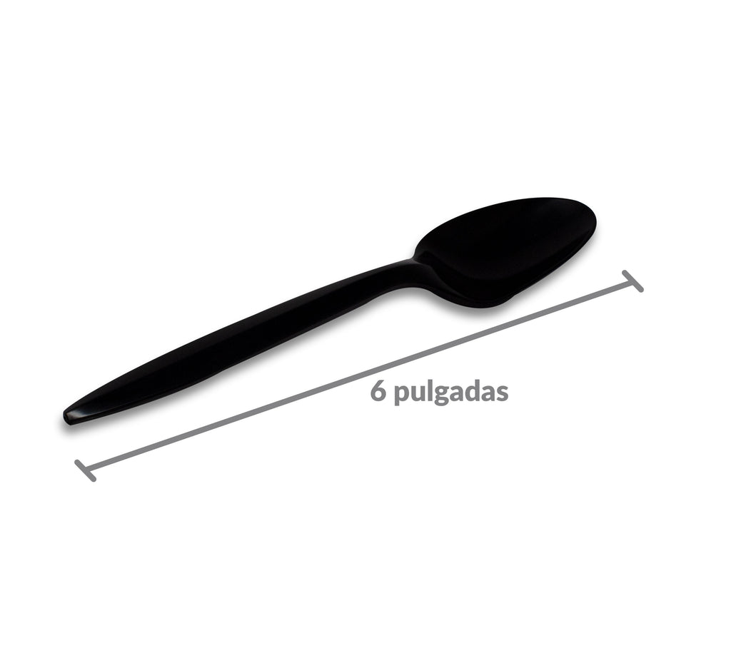 Cuchara de 6" negra estuchada de fécula de maíz