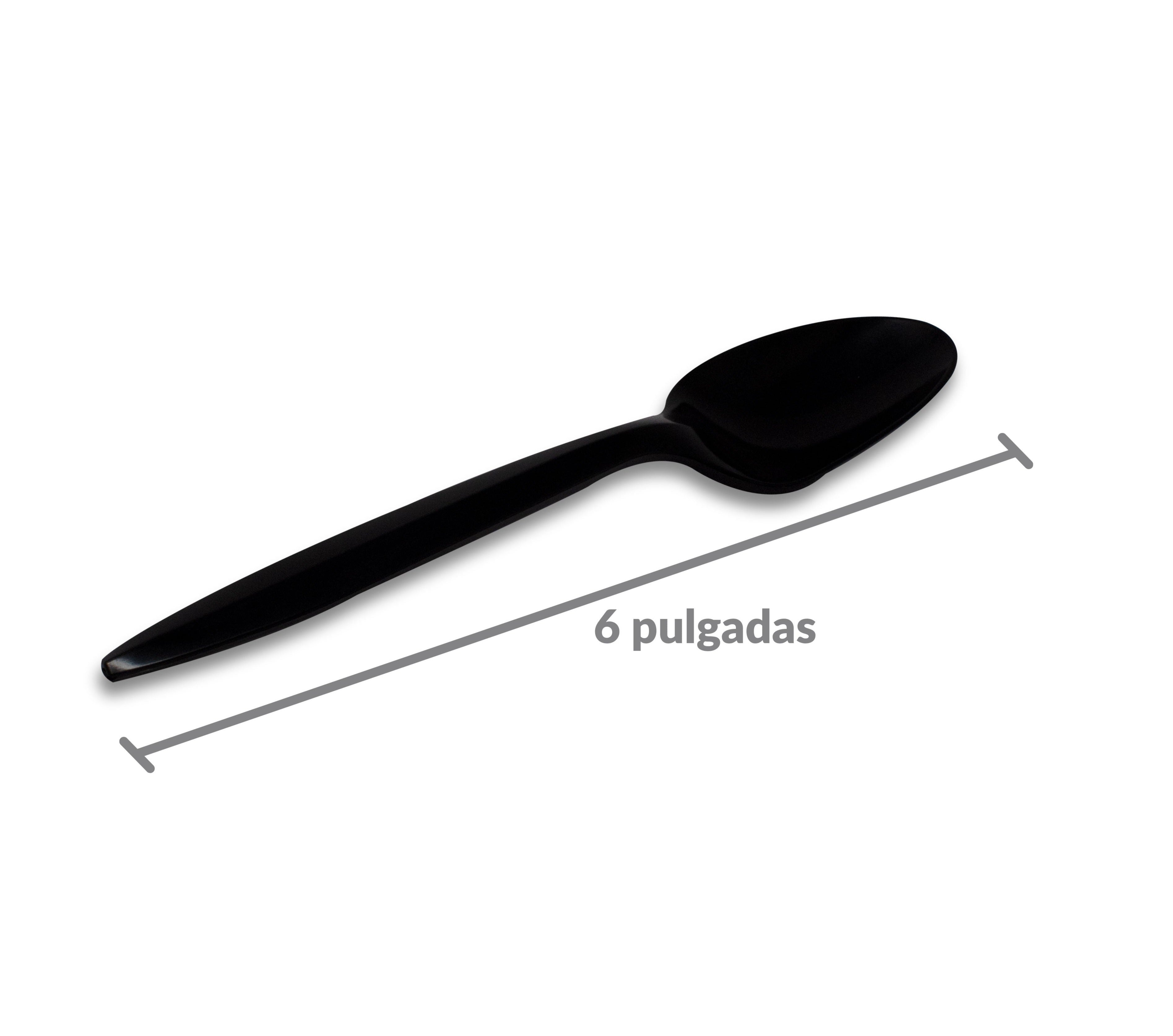 Cuchara de 6" negra estuchada de fécula de maíz