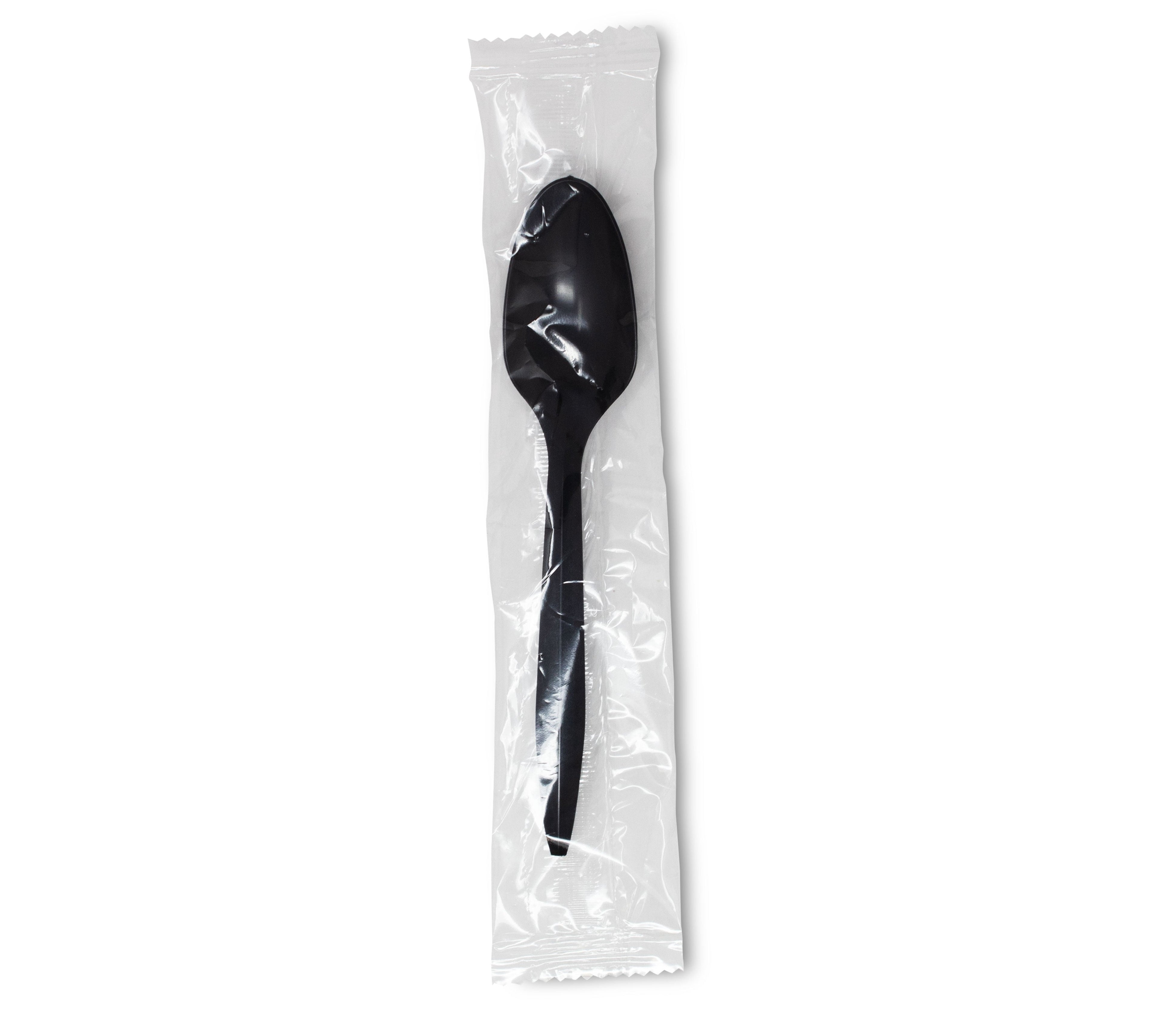 Cuchara de 6" negra estuchada de fécula de maíz