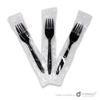 Tenedor de 6" de fécula de maíz negro estuchado