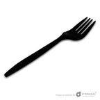 Tenedor de 6" de fécula de maíz negro estuchado