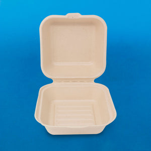 Almeja Hamburguesera Paja de Trigo 6x6 " - Desechables Biodegradables Entelequia® 50/500 pzas