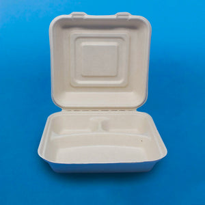 Almeja con 3 divisiones Paja de Trigo 9x9"- Desechables Biodegradables Entelequia®