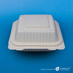 Contenedor para Hamburguesa 6 x 6 Fécula de Maíz AFH - Desechables Biodegradables Entelequia® 125/500 pzas
