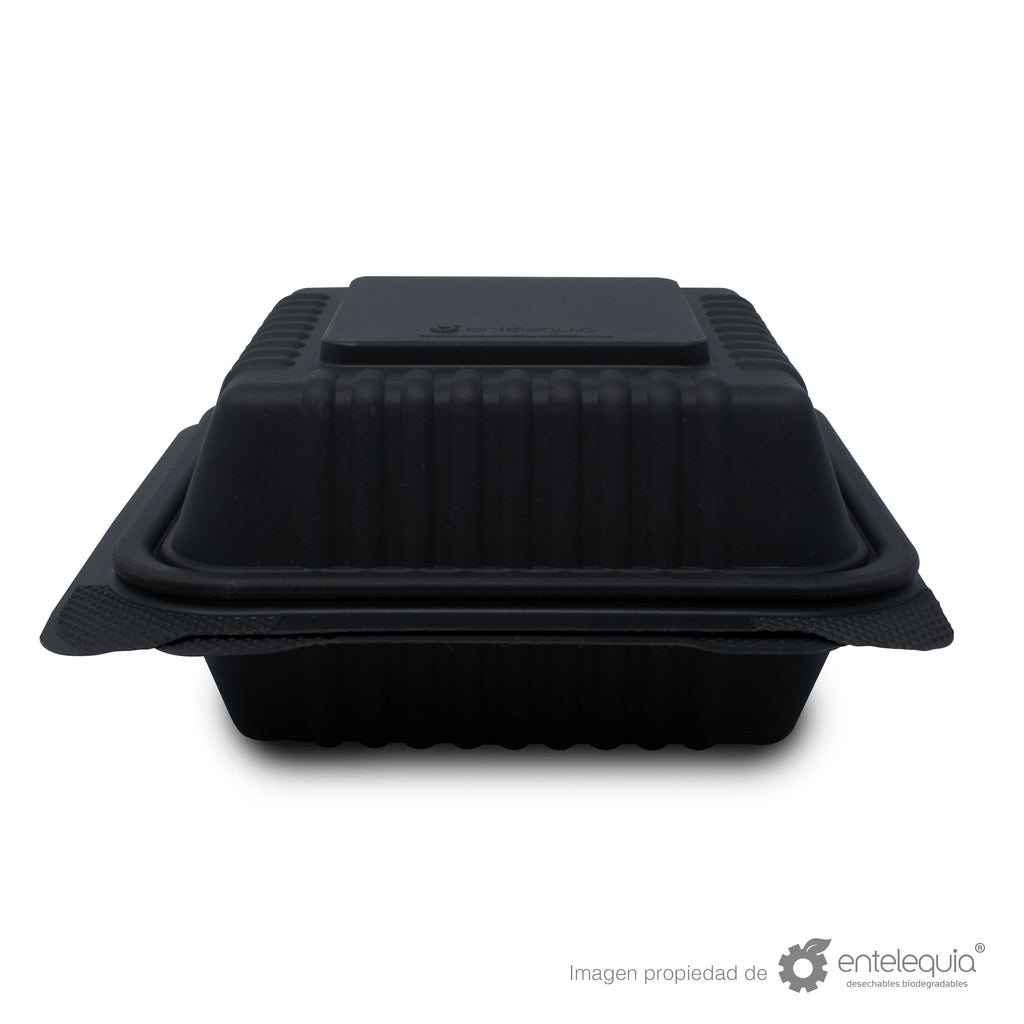 Contenedor para Hamburguesa 6 x 6 Fécula de Maíz AFH - Desechables Biodegradables Entelequia® 125/500 pzas