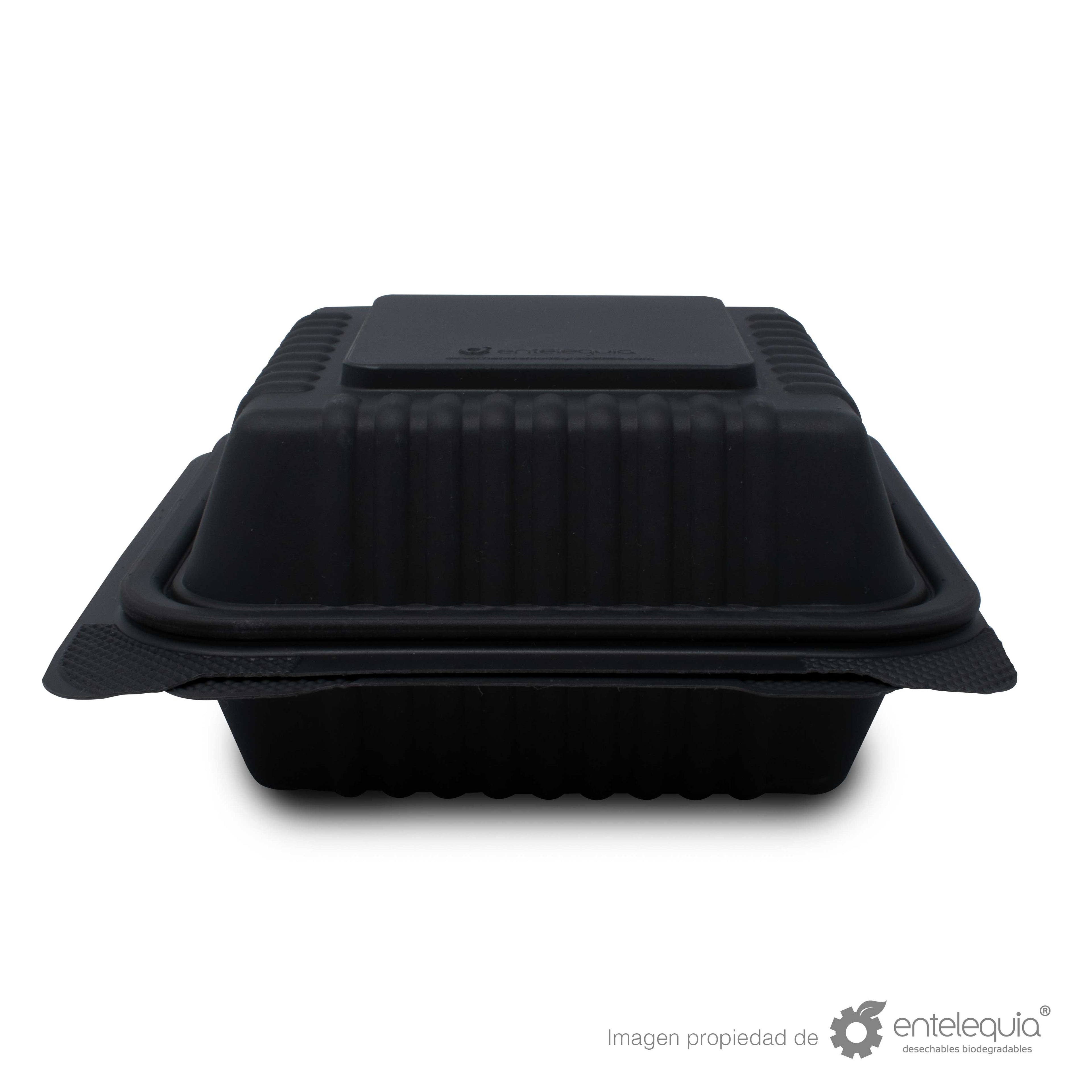 Contenedor para Hamburguesa 6 x 6 Fécula de Maíz AFH - Desechables Biodegradables Entelequia® 125/500 pzas