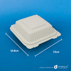 Contenedor para Hamburguesa 6 x 6 Fécula de Maíz AFH - Desechables Biodegradables Entelequia® 125/500 pzas