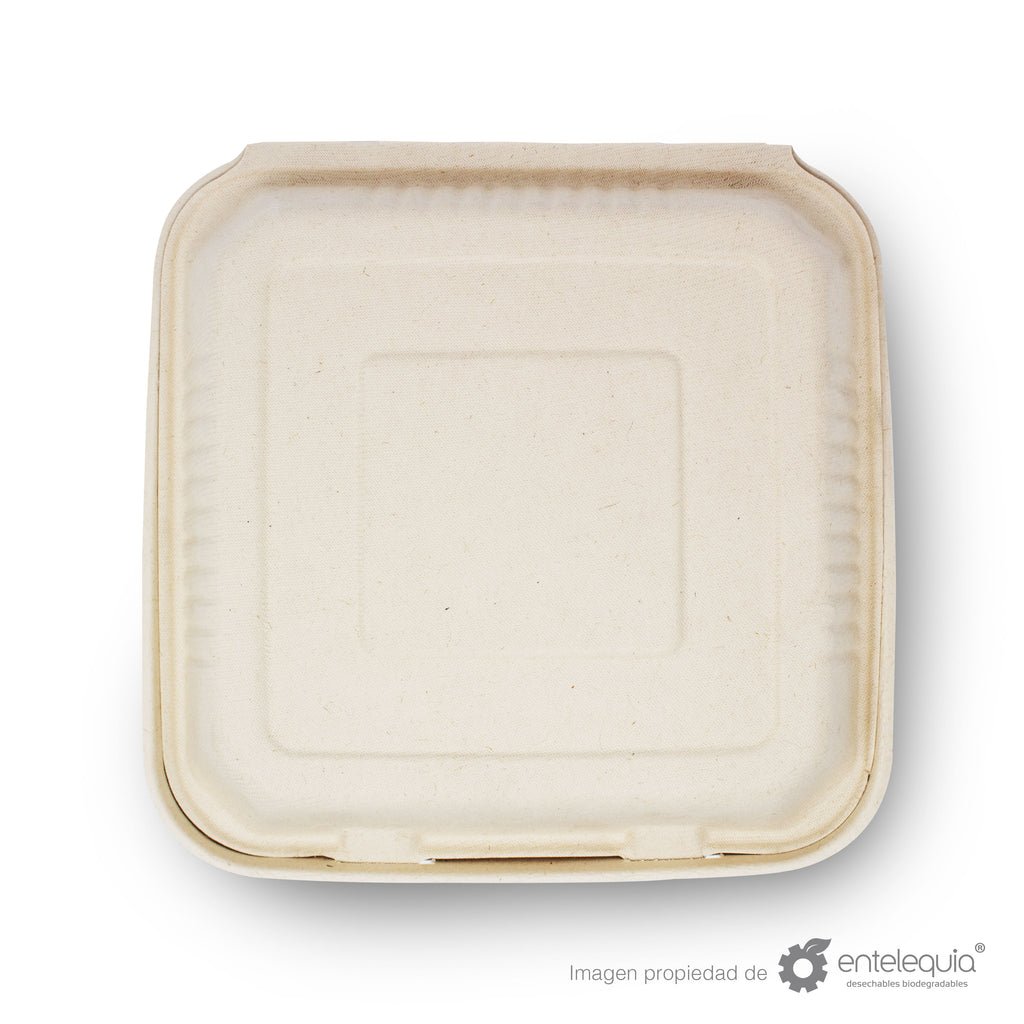 Almeja Cuadrada Lisa Paja de Trigo AL9 - Desechable Biodegradable Entelequia 50/200 pzas