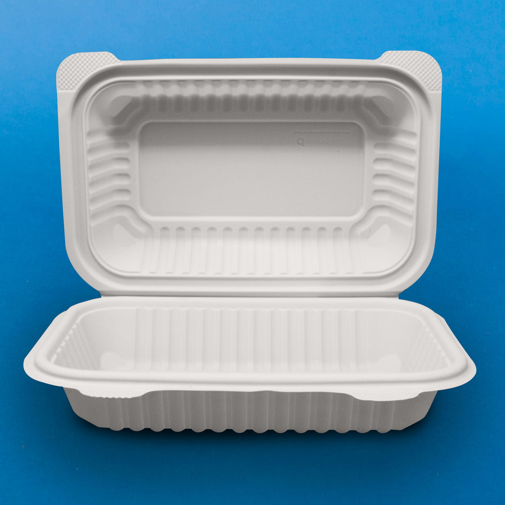 Almeja Rectangular de Fécula de Maíz - Desechables Biodegradables Entelequia® 50/400 pzas