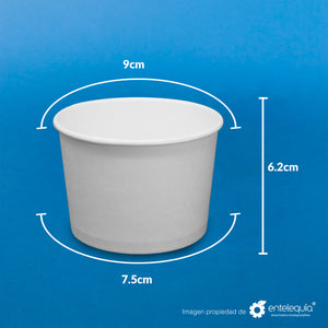 [50 unidades] Contenedores desechables de papel blanco para sopa de 16  onzas con tapas, recipientes de helado de pinta, tazas de yogur congelado