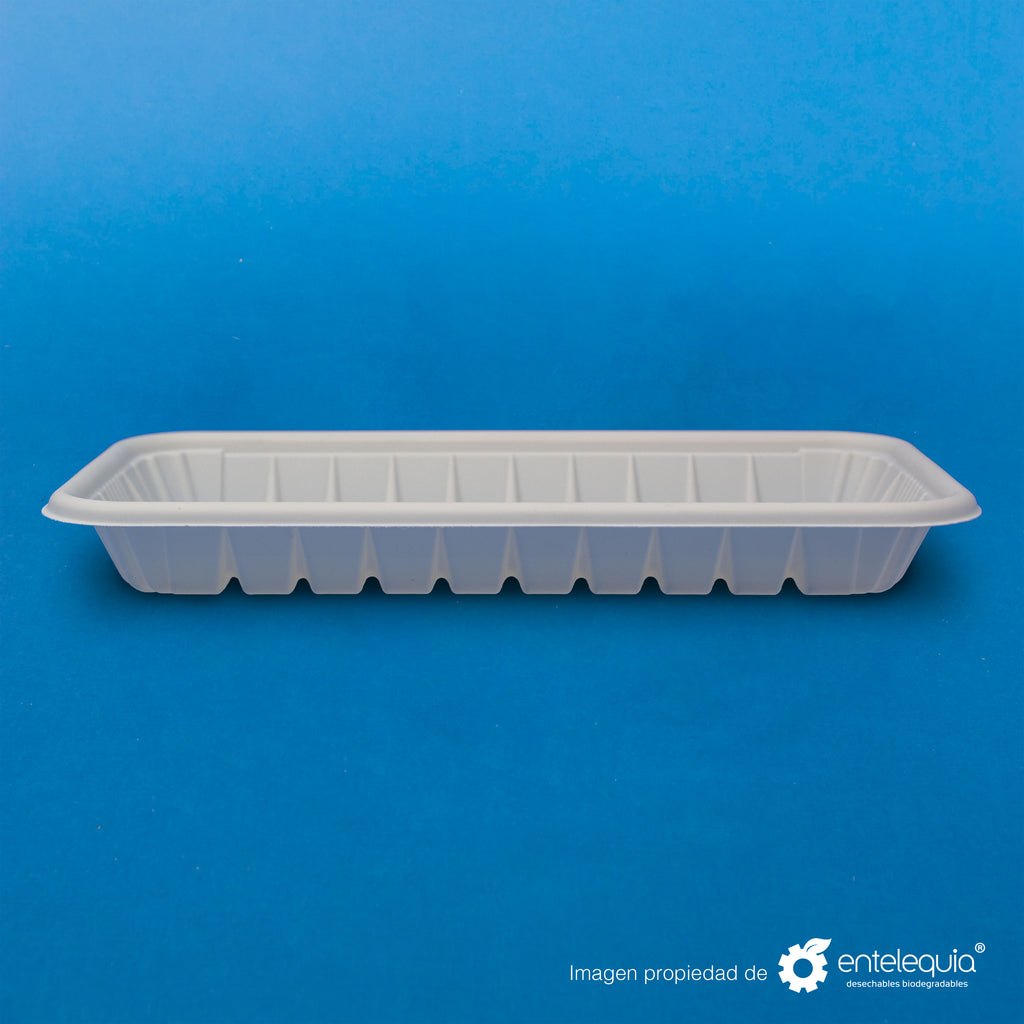Charola de Fécula de Maíz Chica CFCH - Desechables Biodegradables Entelequia® 200/2,000 pzas