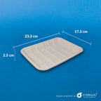 Charola de Fécula de Maíz Ex-Grande (23.5 x 17.5 x 3 mm) CFE - Desechables Biodegradable Entelequia®