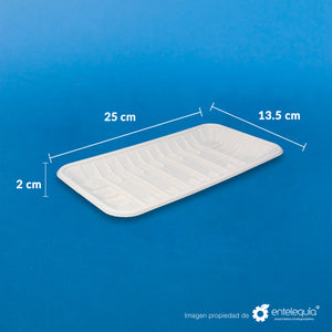 Charola de Fécula de Maíz Grande (25 x 13.5 x 3 mm) CFG - Desechables Biodegradable Entelequia®+