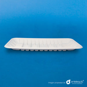 Charola de Fécula de Maíz Grande (25 x 13.5 x 3 mm) CFG - Desechables Biodegradable Entelequia®