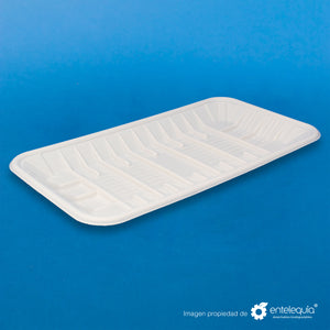 Charola de Fécula de Maíz Grande (25 x 13.5 x 3 mm) CFG - Desechables Biodegradable Entelequia®