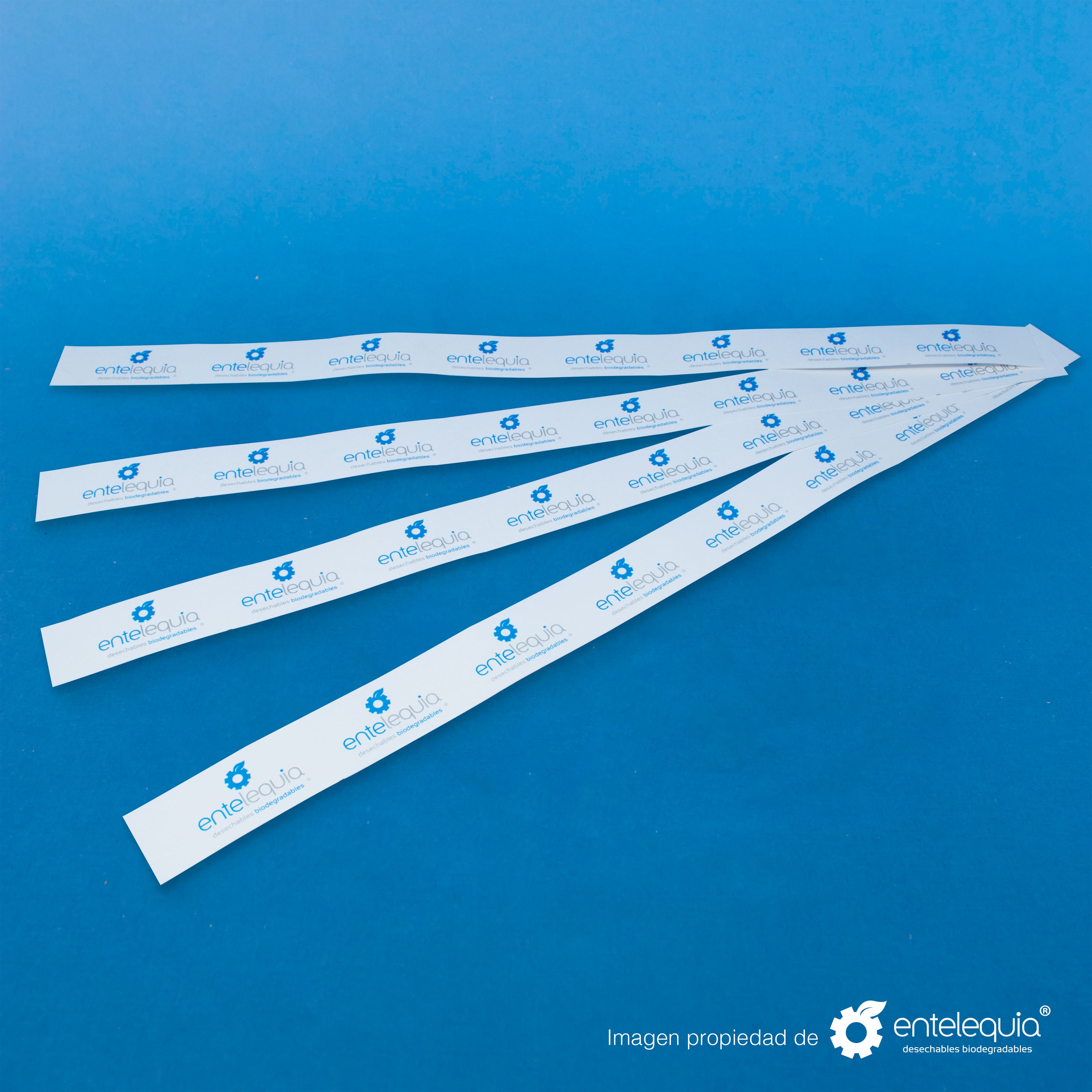 Cintillo Impreso 1 tinta papel 100% reciclado y no clorado - Desechable Biodegradable Entelequia 100 pzas