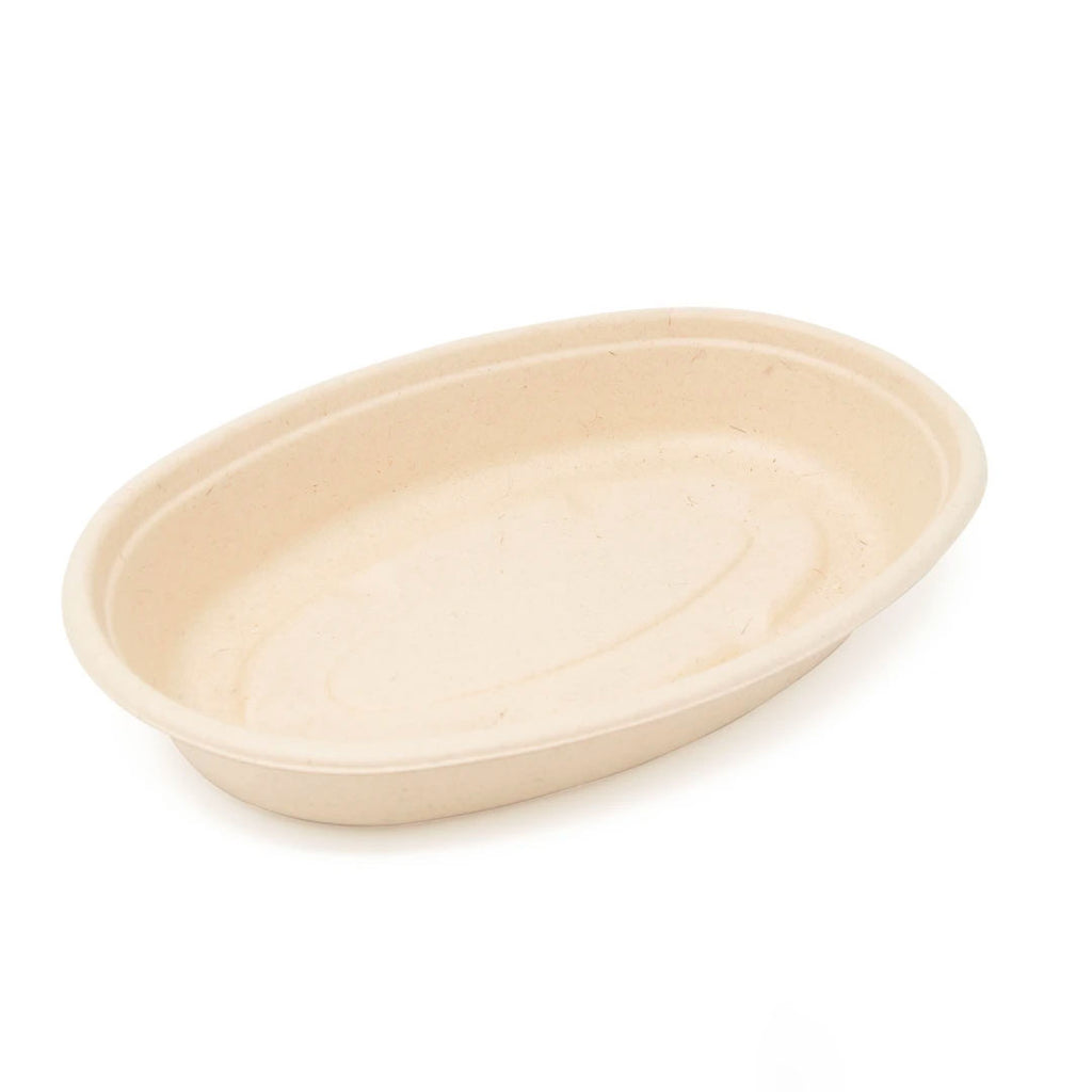 Contenedor Paja de Trigo para Alimentos Ovalado 32 oz - Desechables Biodegradables Entelequia® 300 pzas
