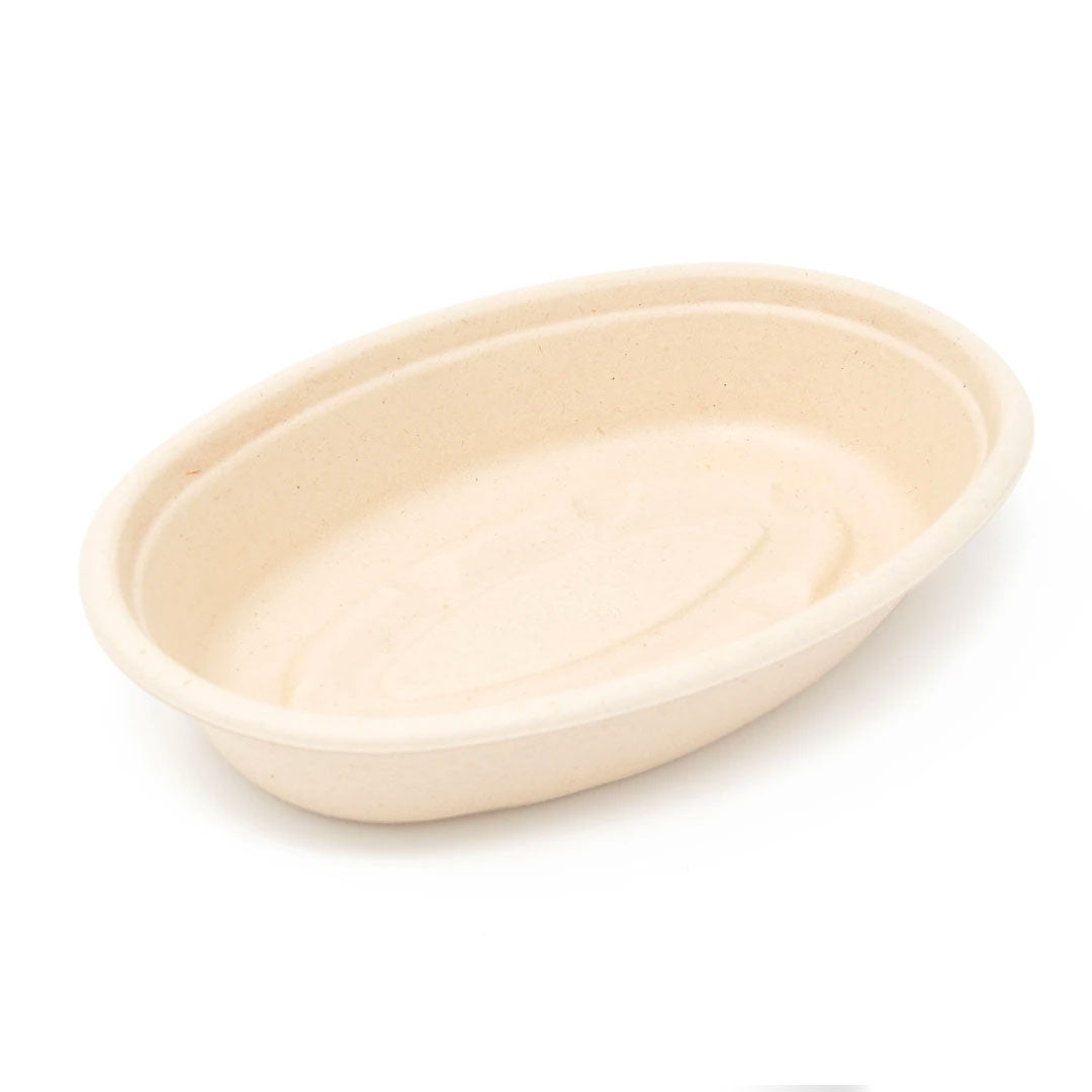Contenedor Paja de Trigo Para Alimentos Ovalado 24 oz - Desechables Biodegradables Entelequia® 400 pzas