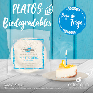 Plato Pastelero Paja de Trigo 6" código P6-20-R - Desechables Biodegradables Entelequia®