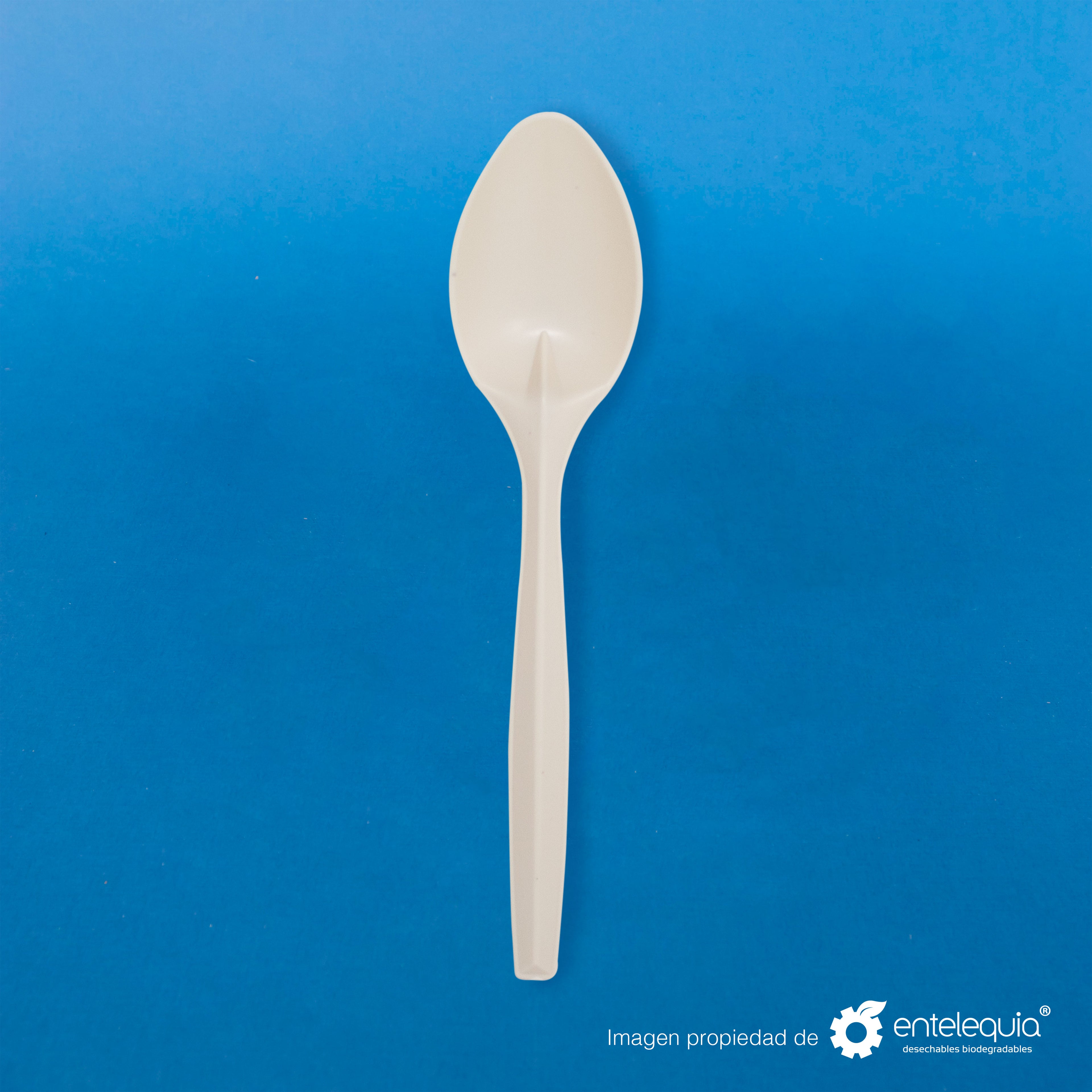 Cuchara para Alimentos 7" Fécula de Maíz CS7 - Desechable Biodegradable Entelequia 100/1000 pzas