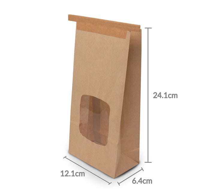 Bolsa de papel kraft grande con ventana (12.1x6.4+24.1cm)