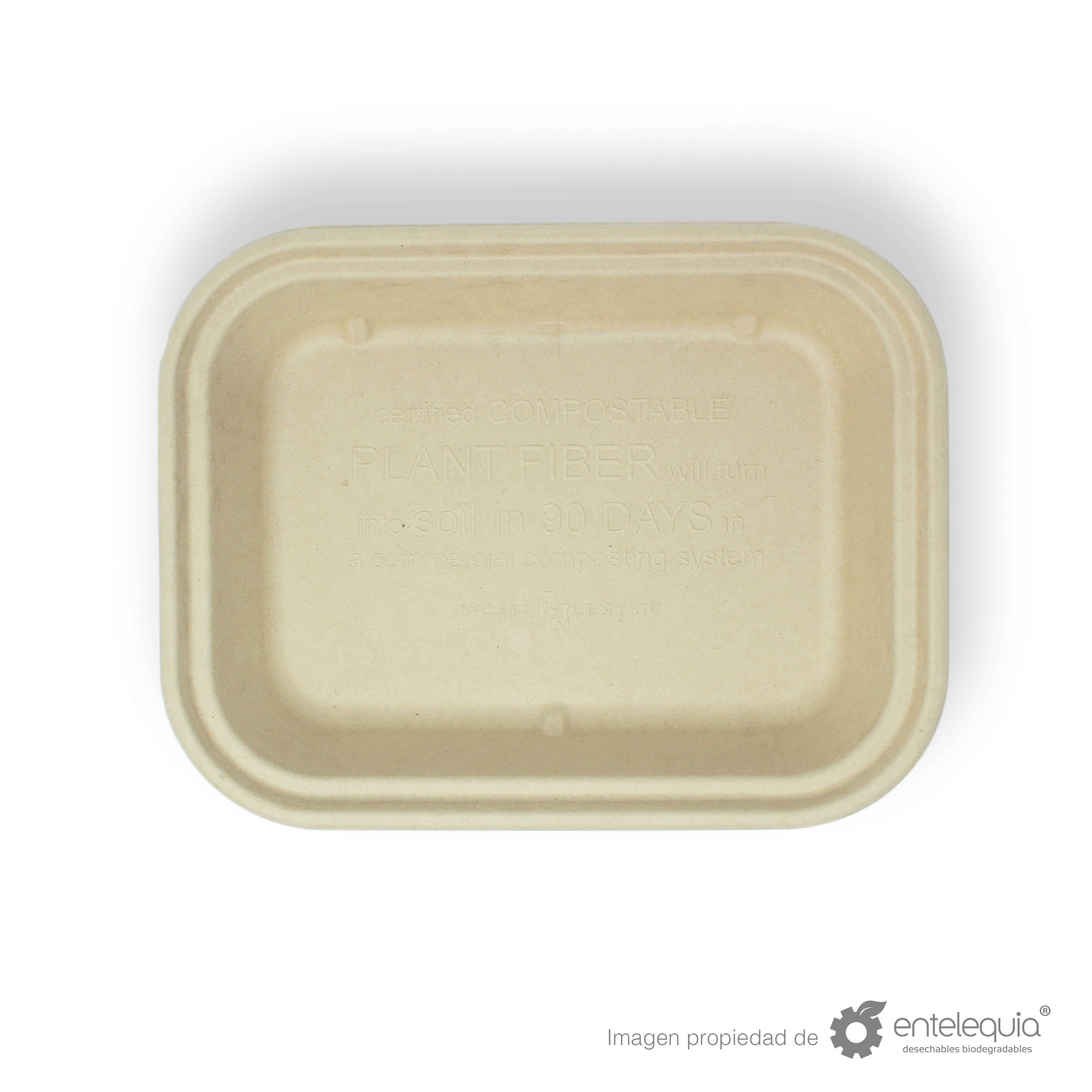 Contenedor Paja de Trigo Para Alimentos Grande Liso EP10X8L - Desechables Biodegradable Entelequia