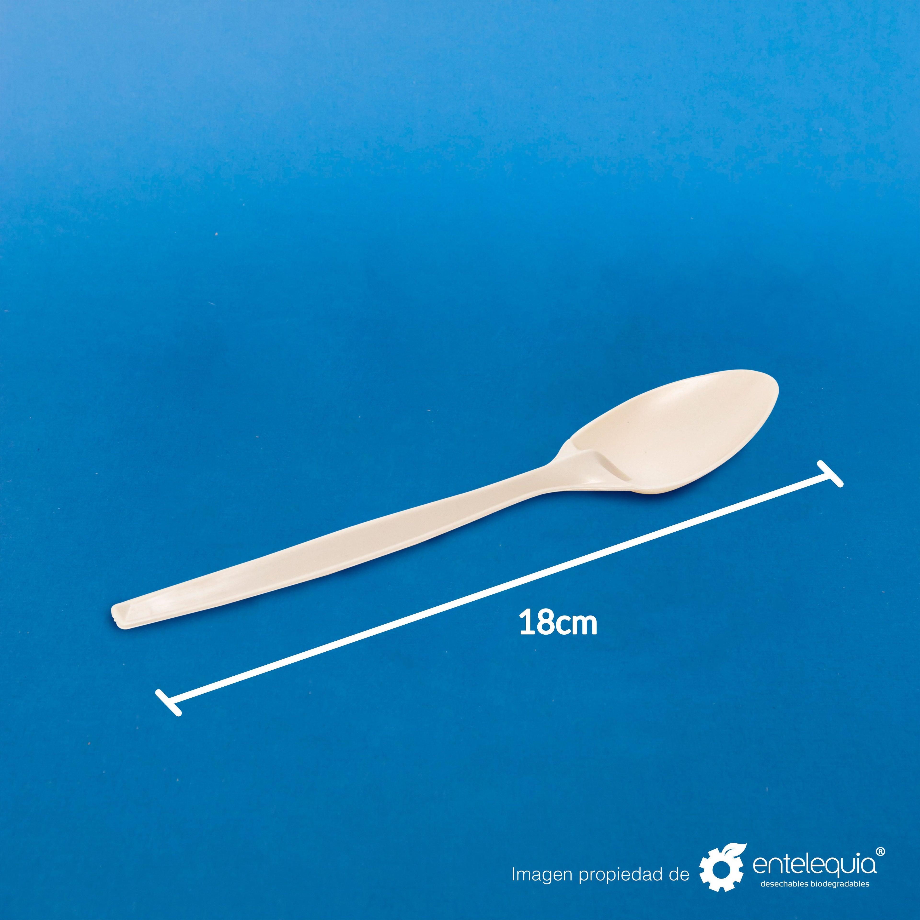 Cuchara para Alimentos 7" Fécula de Maíz CS7 - Desechable Biodegradable Entelequia