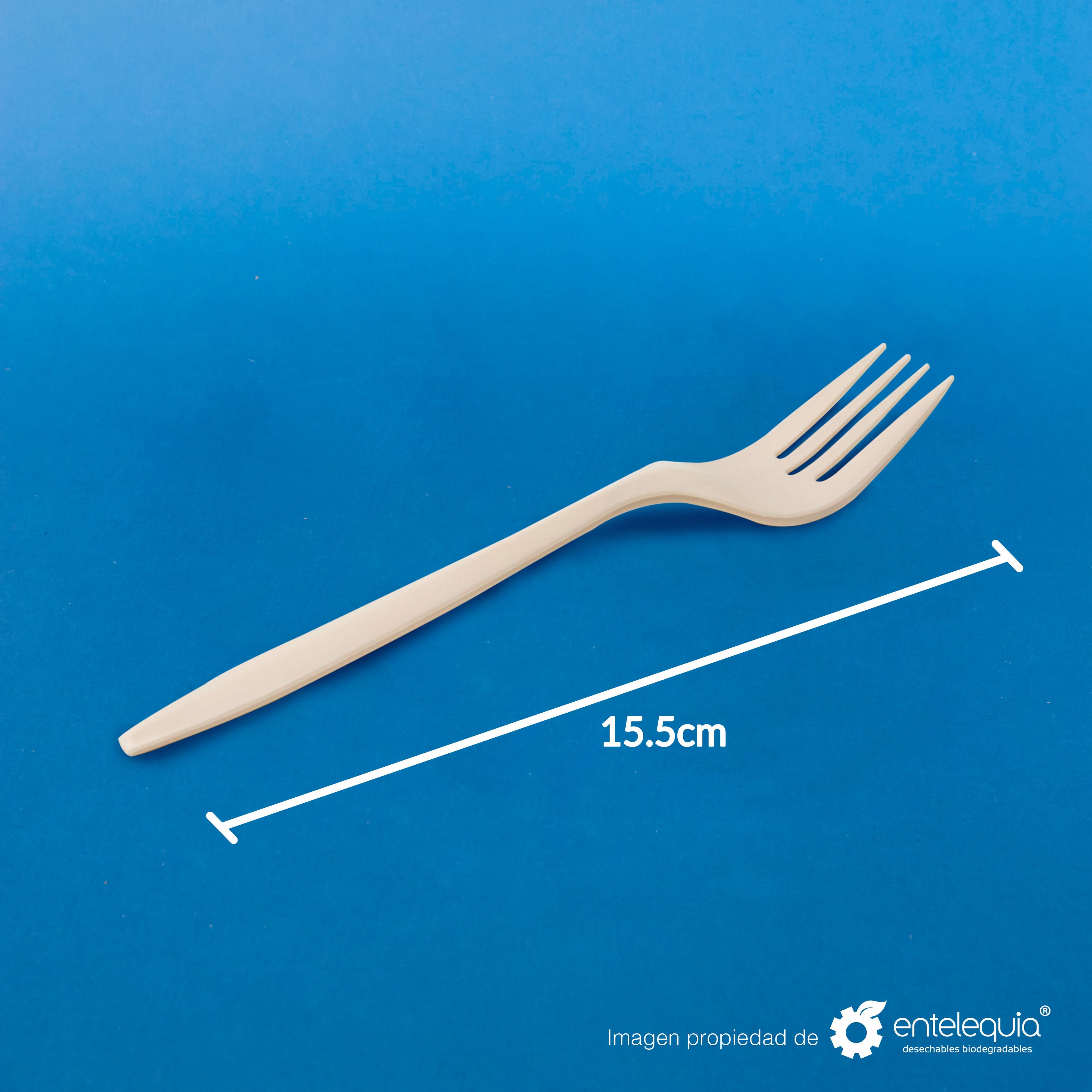 Tenedor 6" Fécula de Maíz T6 - Desechable Biodegradable Entelequia