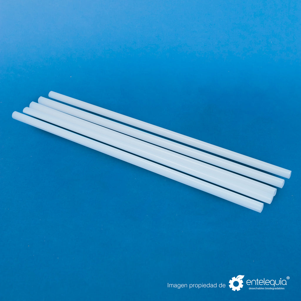 Popote PLA estuchado en papel 7.9in - Desechable Biodegradable Entelequia 100/1,000 pzas