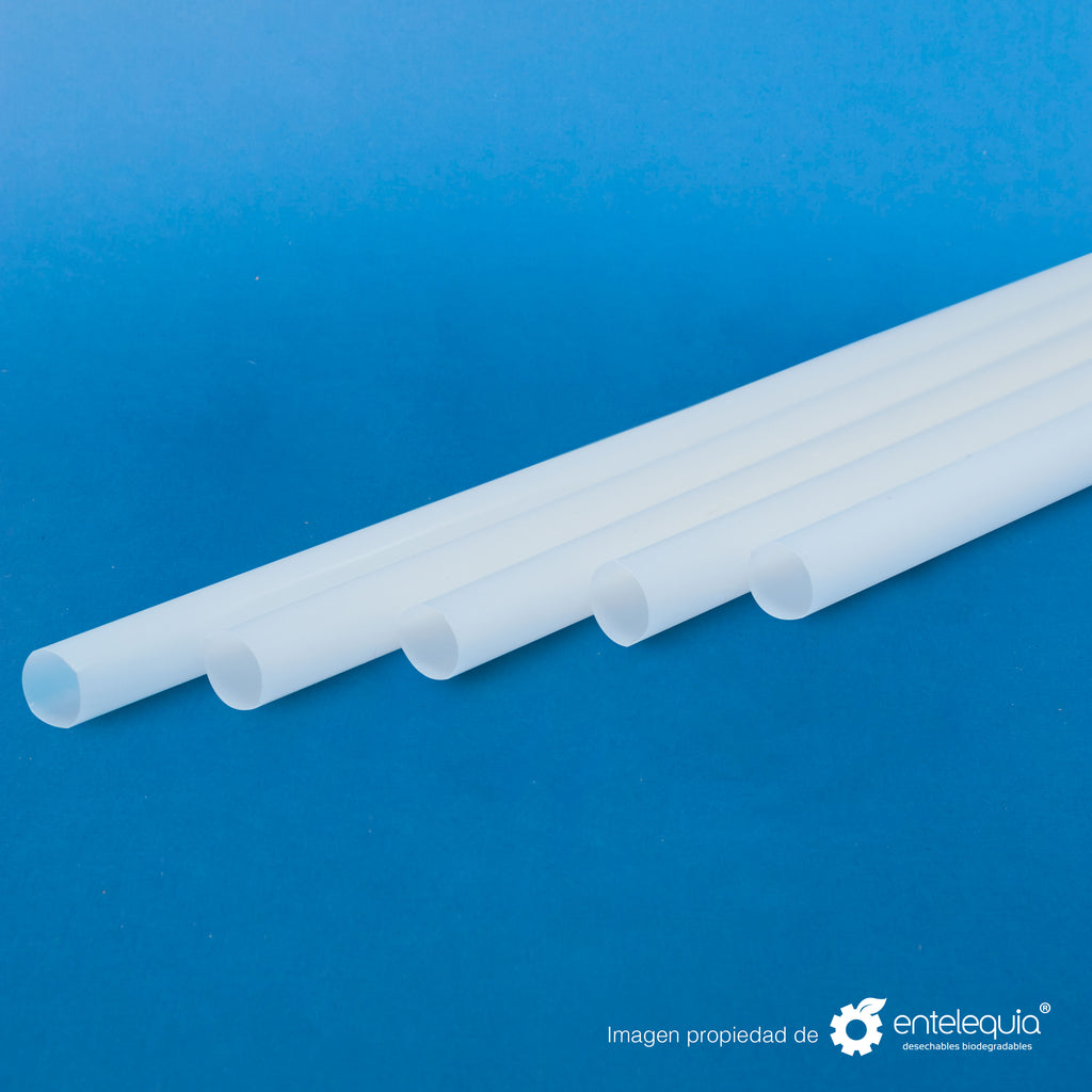 Popote PLA estuchado en papel 7.9in - Desechable Biodegradable Entelequia 100/1,000 pzas