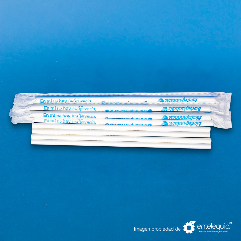 Popote de papel Blanco estuchado en papel PP