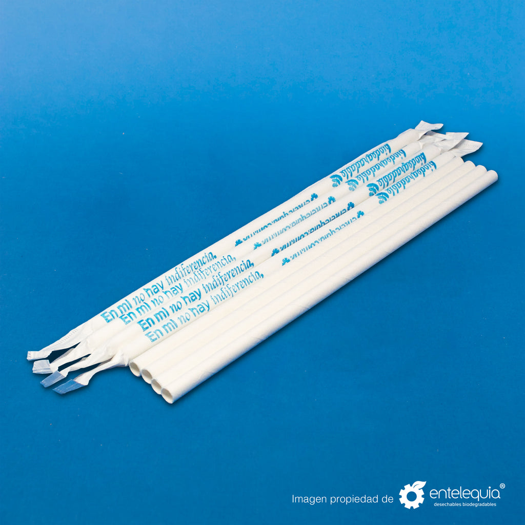 Popote de papel Blanco estuchado en papel PP