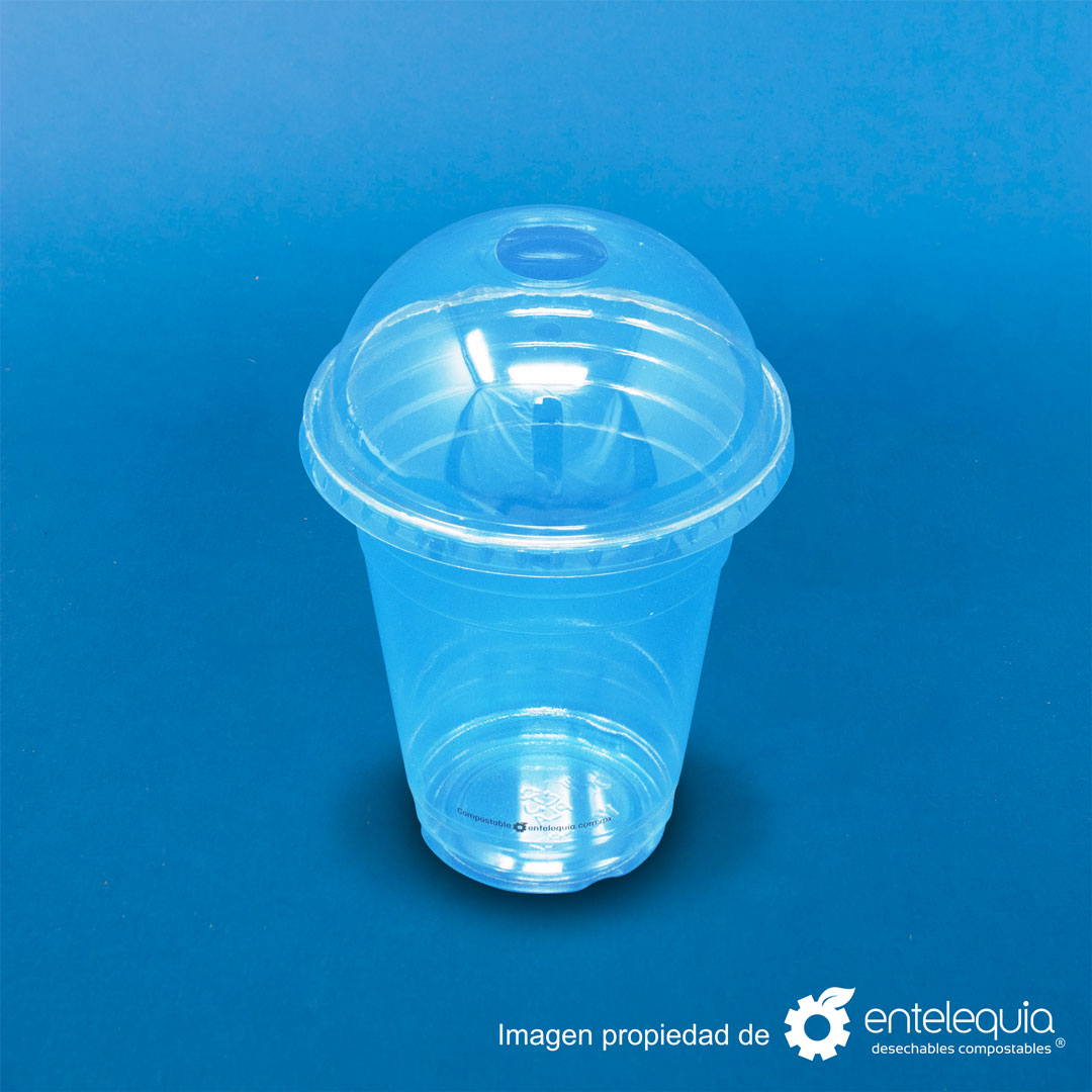 Tapa domo de PLA para vaso de 9 onzas