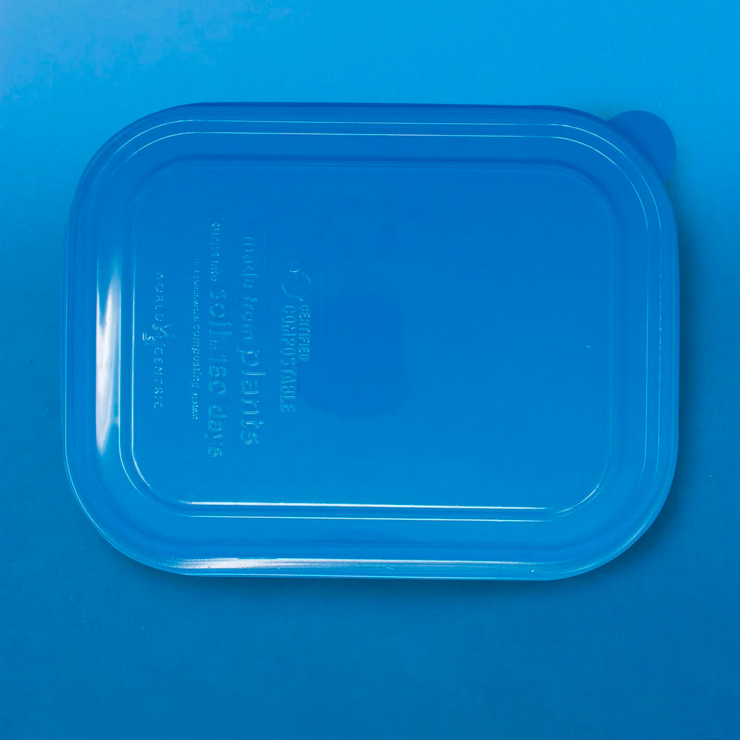 Tapa PLA Contenedor Rectangular Grande Liso TP10X8L - Desechables Biodegradables Entelequia® 400 pzas