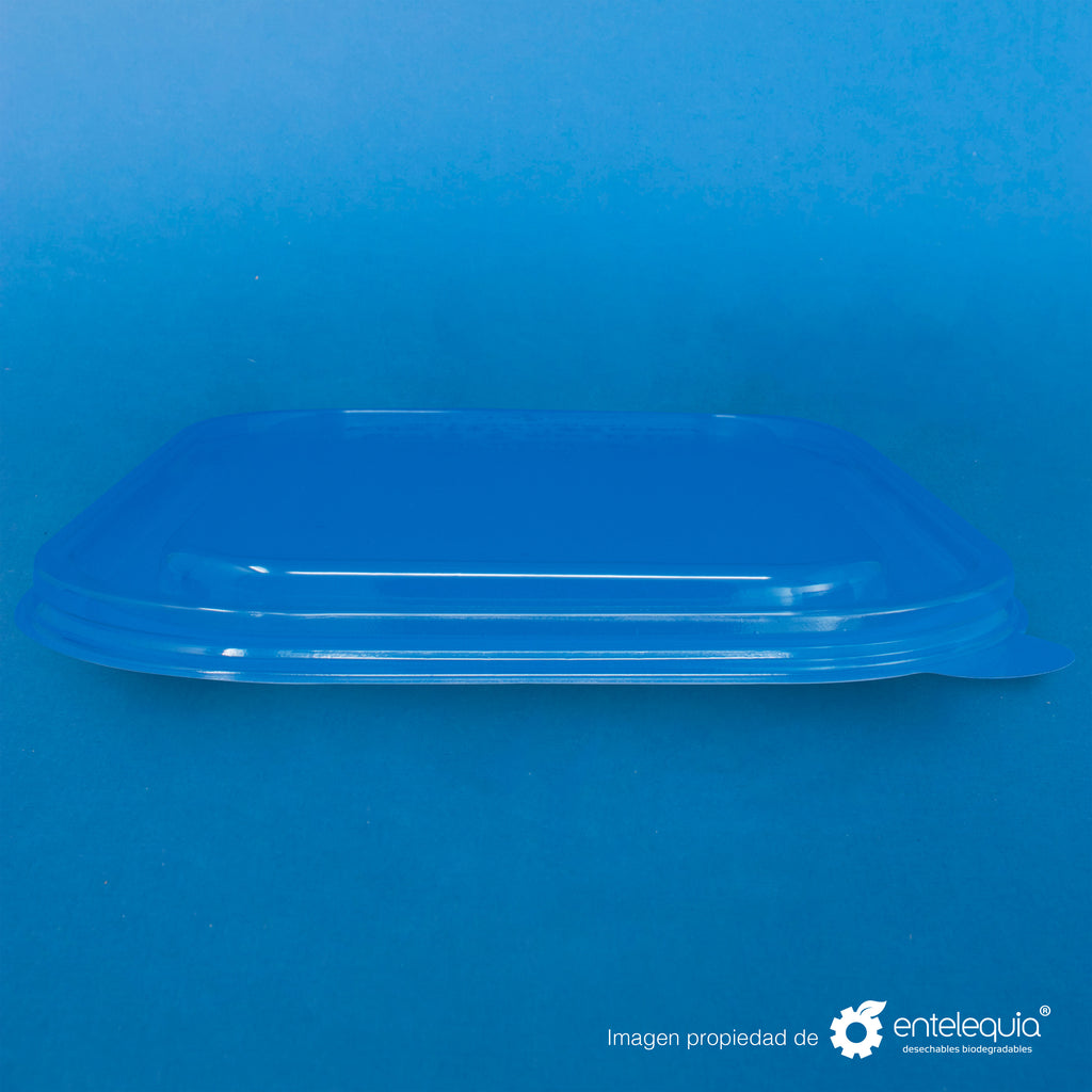 Tapa PLA Contenedor Rectangular Grande Liso TP10X8L - Desechable Biodegradable Entelequia 400 pzas