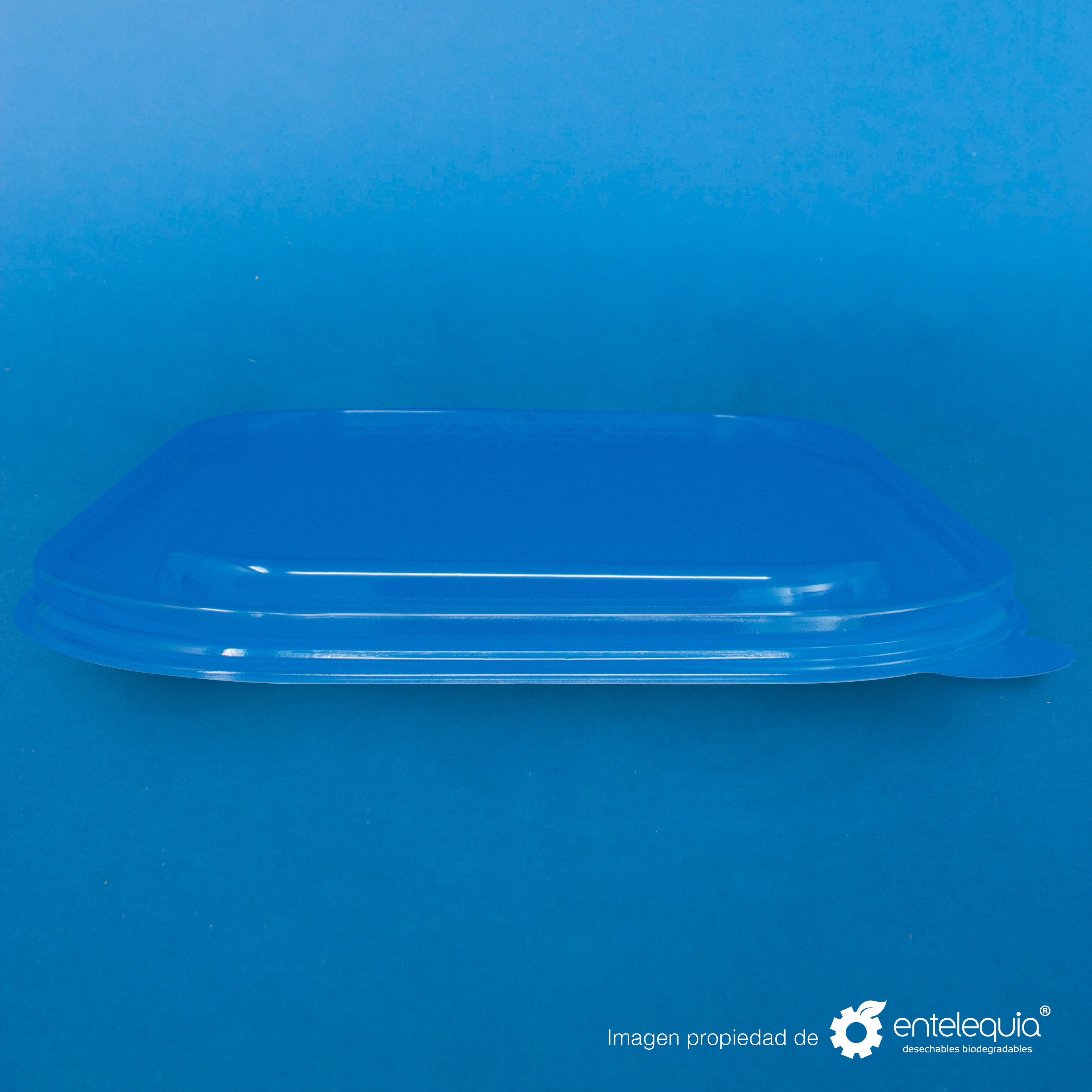 Tapa PLA Contenedor Rectangular Grande Liso TP10X8L - Desechable Biodegradable Entelequia 400 pzas