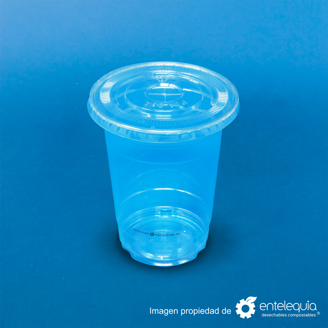 Tapa plana transparente para vaso de 14 oz 100 pzas - Desechables