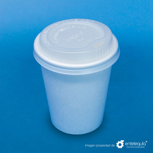 Tapa Vaso bebida caliente TVC PLA 8oz - Desechables Biodegradables Entelequia® 50/1,000pzas