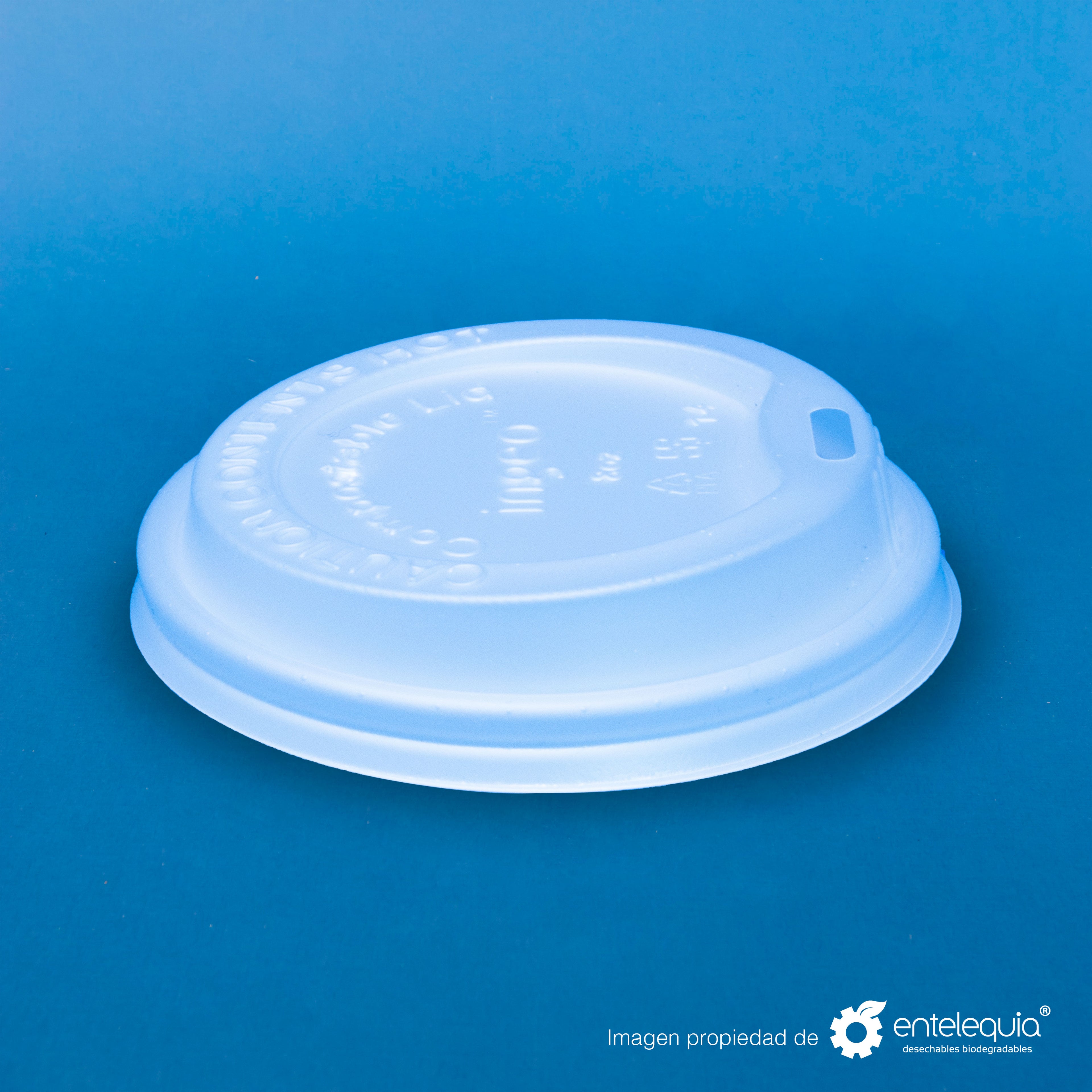 Tapa Vaso bebida caliente TVC PLA 8oz - Desechables Biodegradables Entelequia® 50/1,000pzas