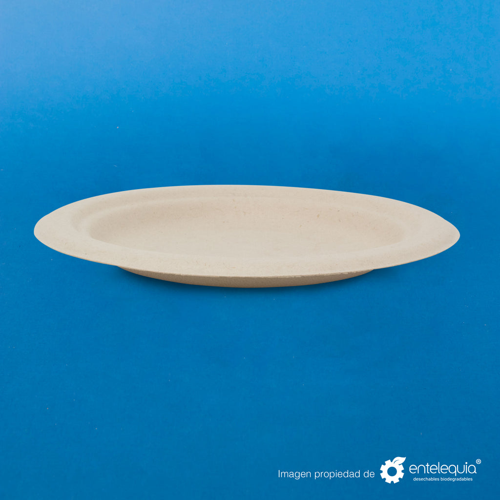 Plato Pastelero Paja de Trigo 6" - Desechable Biodegradable Entelequia 125/1,000 pzas